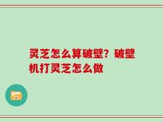 灵芝怎么算破壁？破壁机打灵芝怎么做
