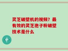 灵芝破壁机的视频？最有效的灵芝孢子粉破壁技术是什么