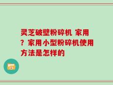 灵芝破壁粉碎机 家用？家用小型粉碎机使用方法是怎样的