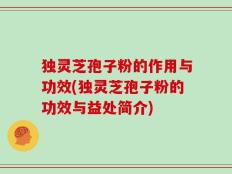 独灵芝孢子粉的作用与功效(独灵芝孢子粉的功效与益处简介)