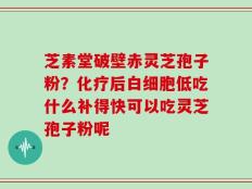 芝素堂破壁赤灵芝孢子粉？化疗后白细胞低吃什么补得快可以吃灵芝孢子粉呢