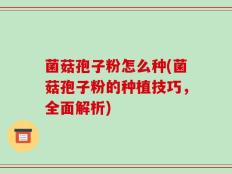 菌菇孢子粉怎么种(菌菇孢子粉的种植技巧，全面解析)