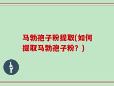 马勃孢子粉提取(如何提取马勃孢子粉？)