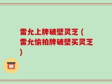 雷允上牌破壁灵芝 (雷允愉拍牌破壁买灵芝)