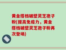 黄金搭档破壁灵芝孢子粉(提高免疫力，黄金搭档破壁灵芝孢子粉再次登场)