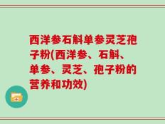 西洋参石斛单参灵芝孢子粉(西洋参、石斛、单参、灵芝、孢子粉的营养和功效)