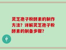 灵芝孢子粉酵素的制作方法？详解灵芝孢子粉酵素的制备步骤？
