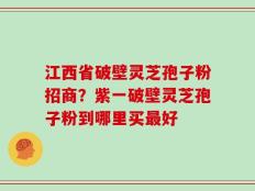 江西省破壁灵芝孢子粉招商？紫一破壁灵芝孢子粉到哪里买最好