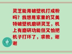 灵芝能用破壁机打成粉吗？我想用家里的艾美特破壁机磨研灵芝，机上有磨研功能但又怕把机子打坏了，求教，谢谢
