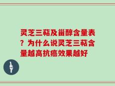 灵芝三萜及甾醇含量表？为什么说灵芝三萜含量越高抗癌效果越好