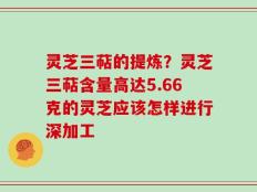 灵芝三萜的提炼？灵芝三萜含量高达5.66克的灵芝应该怎样进行深加工