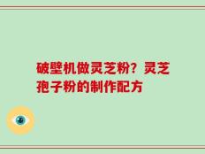 破壁机做灵芝粉？灵芝孢子粉的制作配方