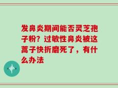 发鼻炎期间能否灵芝孢子粉？过敏性鼻炎被这蒿子快折磨死了，有什么办法