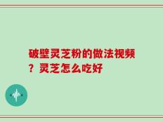 破壁灵芝粉的做法视频？灵芝怎么吃好