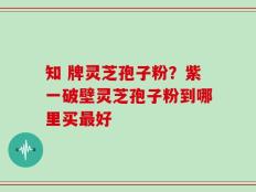 知 牌灵芝孢子粉？紫一破壁灵芝孢子粉到哪里买最好