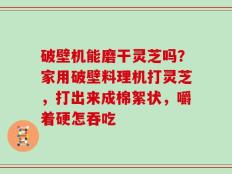 破壁机能磨干灵芝吗？家用破壁料理机打灵芝，打出来成棉絮状，嚼着硬怎吞吃