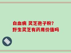 白血病 灵芝孢子粉？野生灵芝有药用价值吗