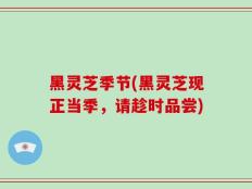 黑灵芝季节(黑灵芝现正当季，请趁时品尝)