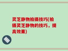 灵芝静物拍摄技巧(拍摄灵芝静物的技巧，提高效果)