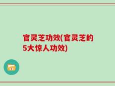 官灵芝功效(官灵芝的5大惊人功效)