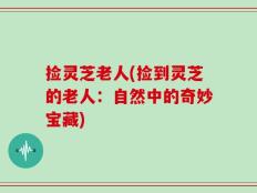 捡灵芝老人(捡到灵芝的老人：自然中的奇妙宝藏)