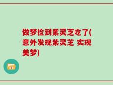 做梦捡到紫灵芝吃了(意外发现紫灵芝 实现美梦)