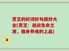 灵芝的好词好句摘抄大全(灵芝：滋润生命之源，强身养魂的上品)