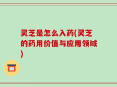灵芝是怎么入药(灵芝的药用价值与应用领域)