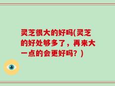 灵芝很大的好吗(灵芝的好处够多了，再来大一点的会更好吗？)