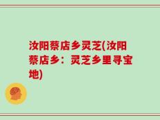 汝阳蔡店乡灵芝(汝阳蔡店乡：灵芝乡里寻宝地)