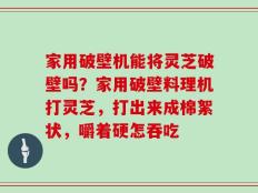 家用破壁机能将灵芝破壁吗？家用破壁料理机打灵芝，打出来成棉絮状，嚼着硬怎吞吃