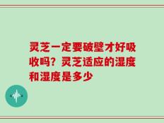 灵芝一定要破壁才好吸收吗？灵芝适应的湿度和湿度是多少