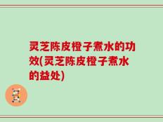 灵芝陈皮橙子煮水的功效(灵芝陈皮橙子煮水的益处)