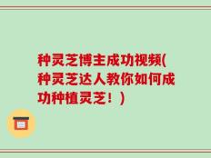 种灵芝博主成功视频(种灵芝达人教你如何成功种植灵芝！)