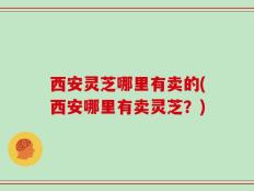 西安灵芝哪里有卖的(西安哪里有卖灵芝？)
