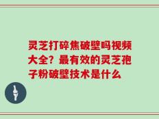 灵芝打碎焦破壁吗视频大全？最有效的灵芝孢子粉破壁技术是什么