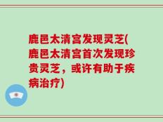 鹿邑太清宫发现灵芝(鹿邑太清宫首次发现珍贵灵芝，或许有助于疾病治疗)
