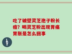 吃了破壁灵芝孢子粉长痘？喝灵芝粉出现胃痛胃胀是怎么回事