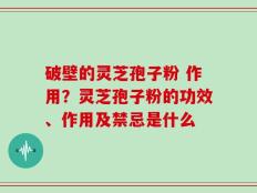 破壁的灵芝孢子粉 作用？灵芝孢子粉的功效、作用及禁忌是什么