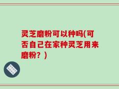 灵芝磨粉可以种吗(可否自己在家种灵芝用来磨粉？)