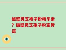 破壁灵芝袍子粉精华素？破壁灵芝孢子粉宣传语