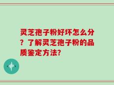 灵芝孢子粉好坏怎么分？了解灵芝孢子粉的品质鉴定方法？