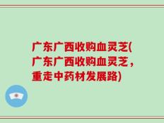广东广西收购血灵芝(广东广西收购血灵芝，重走中药材发展路)