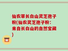 仙农草长白山灵芝孢子粉(仙农灵芝孢子粉：来自长白山的自然宝藏)