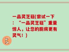 一品灵芝菇(尝试一下：“一品灵芝菇”重量惊人，让您的厨房更有灵气！)