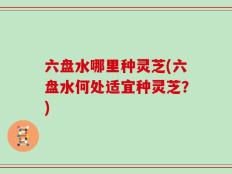 六盘水哪里种灵芝(六盘水何处适宜种灵芝？)