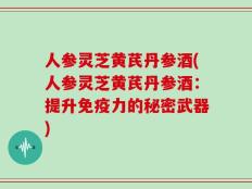 人参灵芝黄芪丹参酒(人参灵芝黄芪丹参酒：提升免疫力的秘密武器)