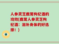 人参灵芝鹿茸枸杞酒的功效(鹿茸人参灵芝枸杞酒：滋补身体的好选择！)