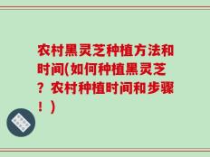 农村黑灵芝种植方法和时间(如何种植黑灵芝？农村种植时间和步骤！)