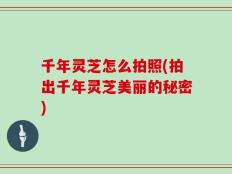 千年灵芝怎么拍照(拍出千年灵芝美丽的秘密)